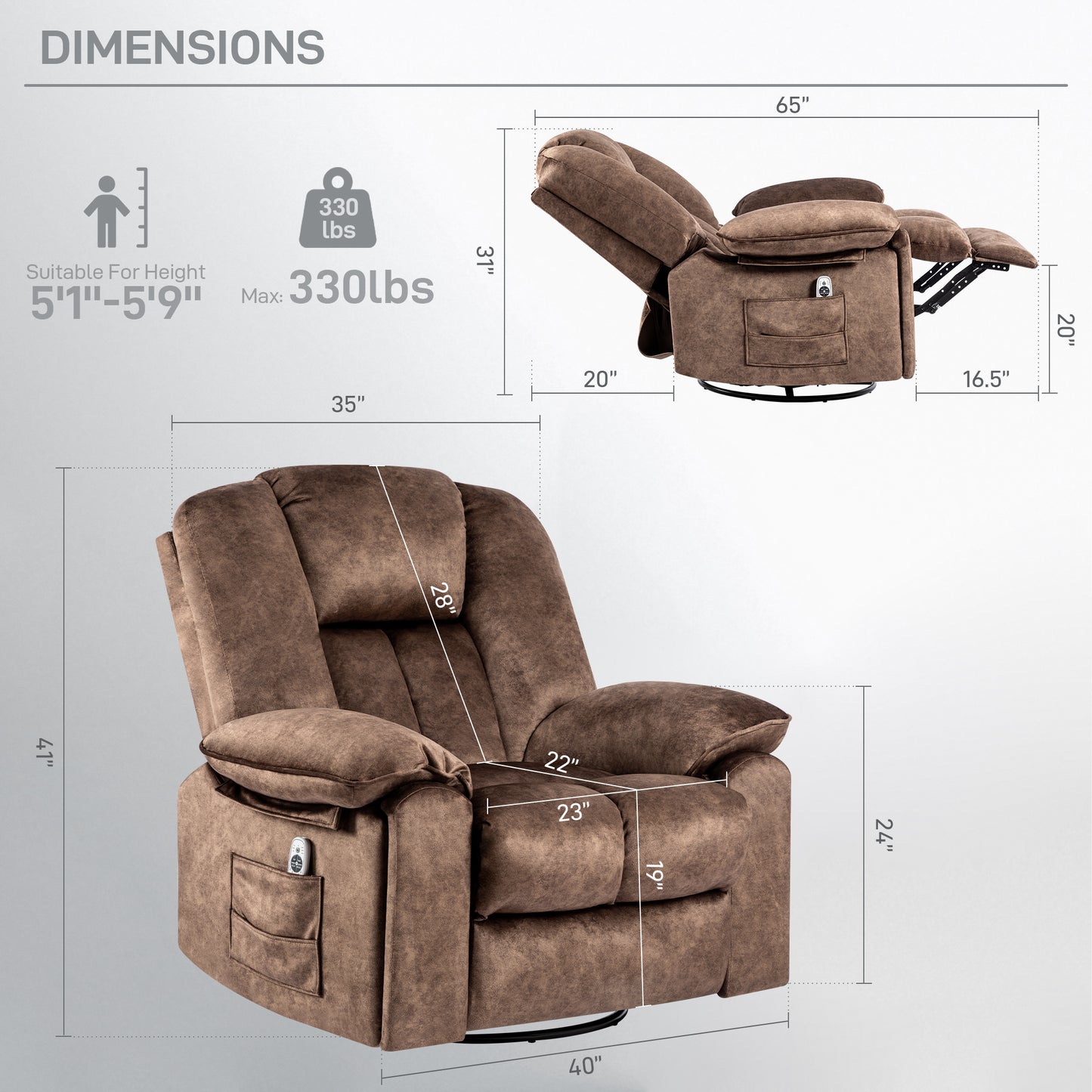 Recliner Chair SP-9065-BROWN