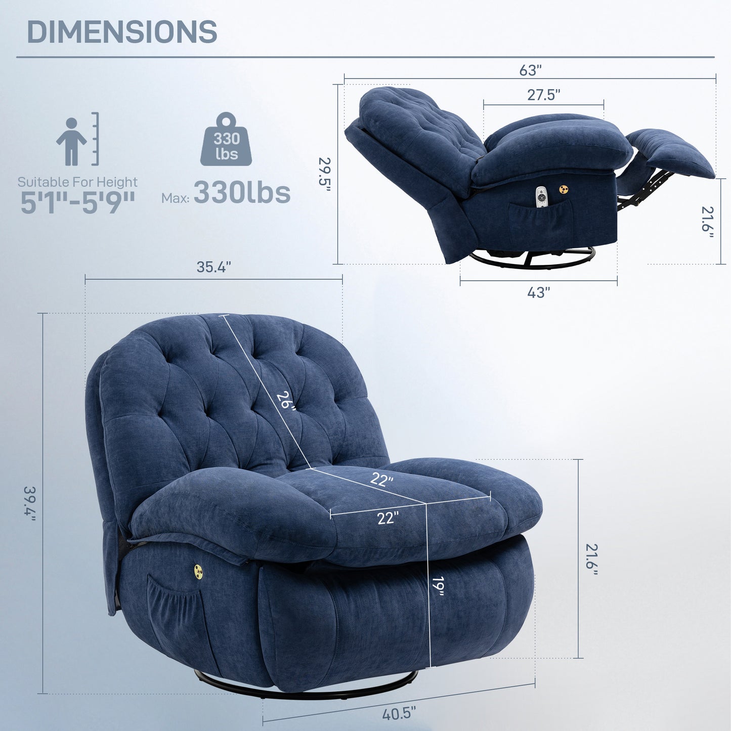 Recliner Chair SP-9036-Blue